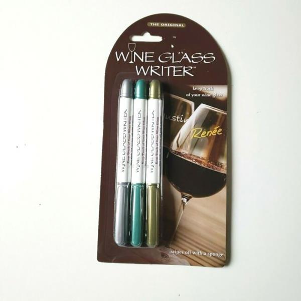 WINE GLASS WRITER METALLIC SET OF 2 PENS